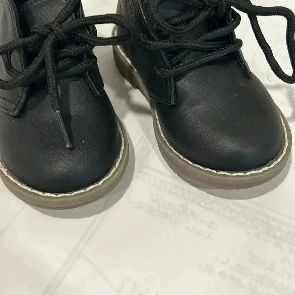 Toddler Boys Lace Up Boots - black